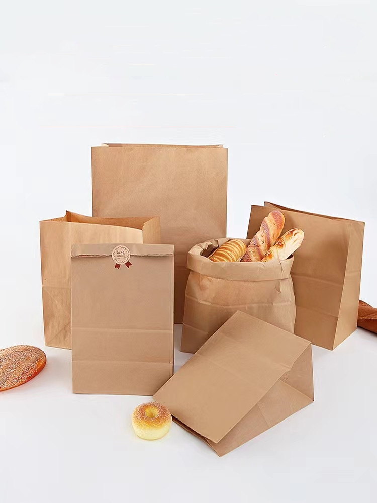 牛皮纸袋食品袋双淋膜中号大号一次性汉堡面包吐司打包纸袋