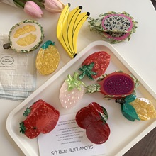 新款夏季水果抓夹小众醋酸草莓榴莲发夹子鲨鱼夹饰品女发饰半扎发