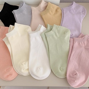 Socks for Women Boat Summer Thin Forest Style Pure Color Trendy Casual Versatile Candy Non-Slip Invisible Cute Ins