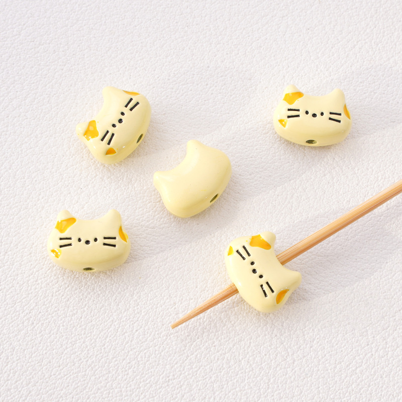 合金喷漆滴油小猫直孔隔珠手工diy手链项链耳饰品材料饰品配件|undefined