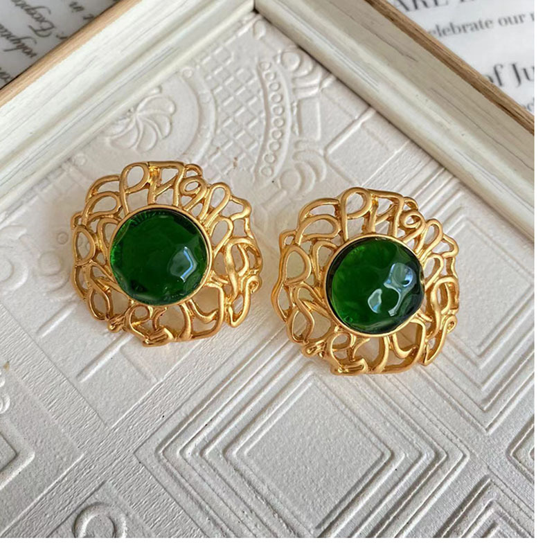 Wholesale Jewelry 1 Piece 1 Pair Simple Style Geometric Alloy Glass Ear Studs Brooches display picture 5