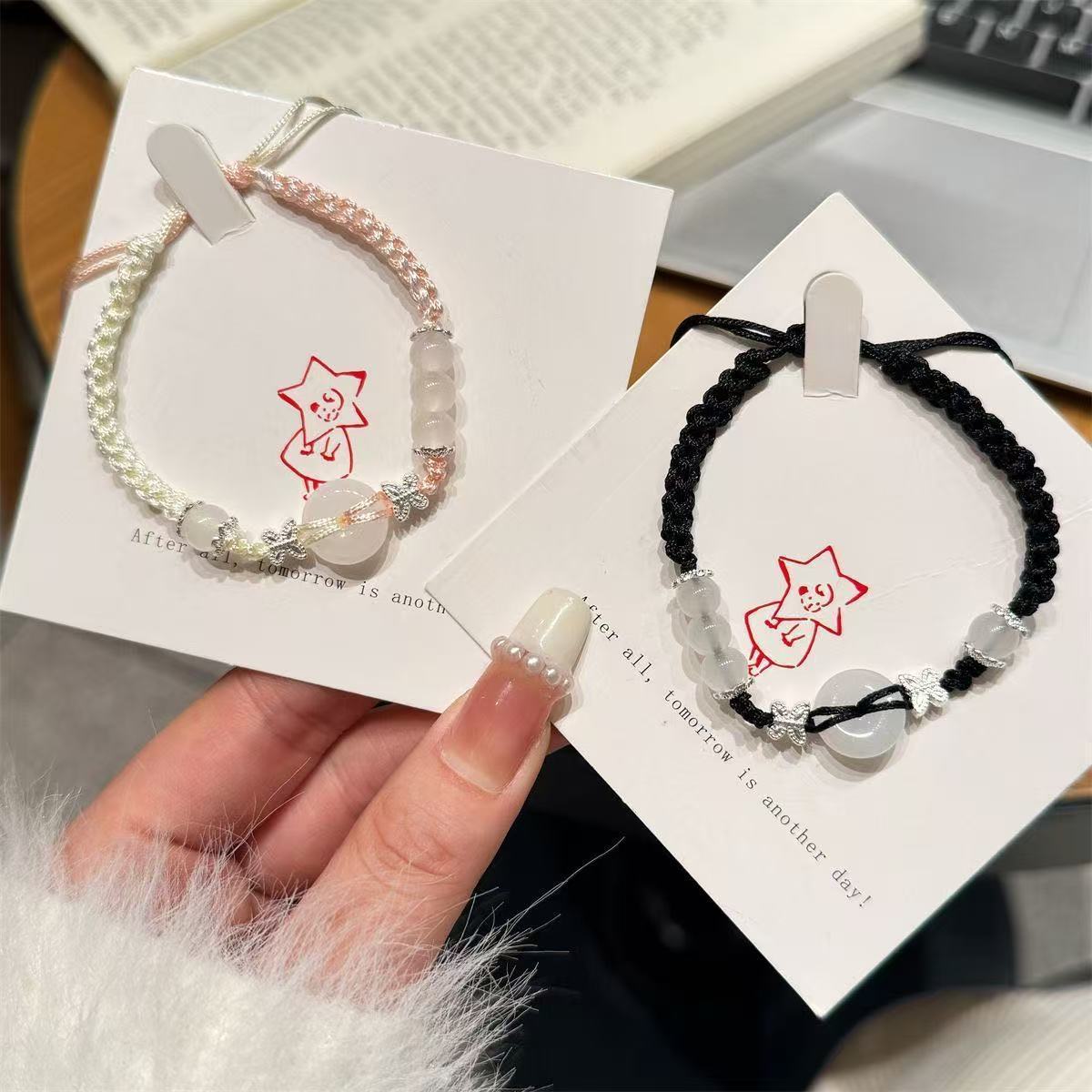 Butterfly Safe Buckle Girlfriend Bracelet Female Student Couple's Hand Rope Ins Woven Gift Niche Explosions