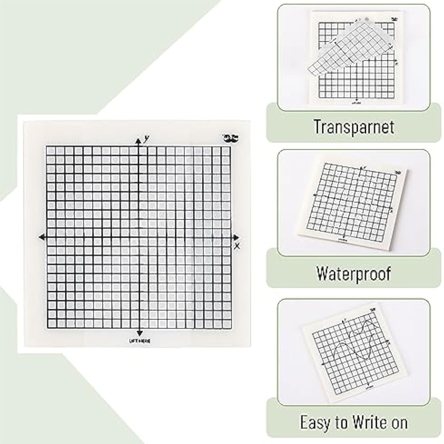 Pegatinas adhesivas de cuadrícula transparentes transfronterizas Pegatinas adhesivas de eje de coordenadas Pegatinas de índice de etiquetas clave que los estudiantes pueden rasgar y pegar para el examen de ingreso de posgrado