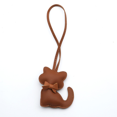 Best-selling creative PU leather little cat bag pendant, sophisticated cartoon-style cat plush fashionable luggage hanger decoration