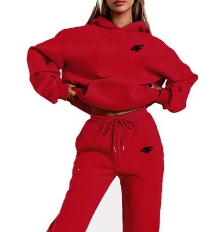 Conjunto de Sudadera con Capucha e Impresión para Mujer de Poliéster Manga Larga para Ocio