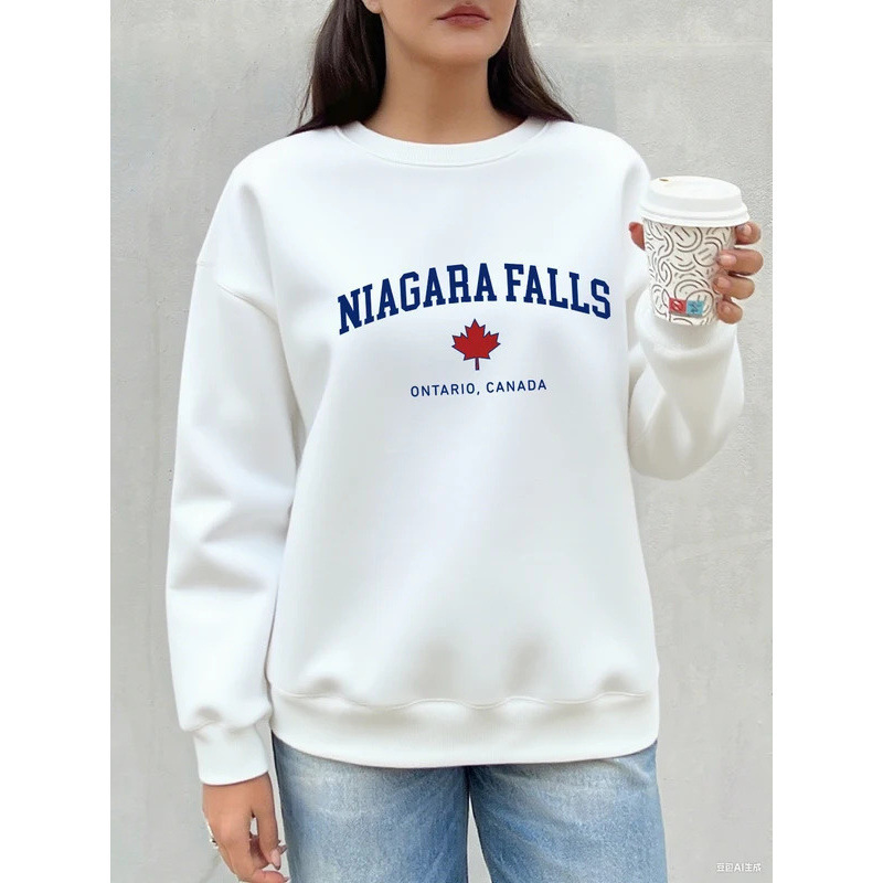 【Cross-Border European Size】Waterfall Letter Print Comfortable Casual Women's Crew Neck Sweatshirt Pullover Sports Shirt 【Cross-Border European Size】Waterfall Letter Print Comfortable Casual Women's Crew Neck Sweatshirt Pullover Sports Shirt