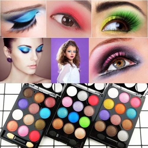 Shebei Eyeshadow Palette 12 Colors June 1st Performance Stage Makeup Easy to Apply and Long-Lasting Glitter Student Green Blue Eyeshadow