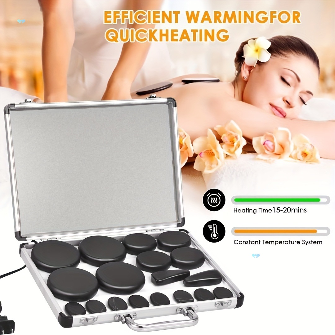 18pcs Hot Stones For Massage With Warmer Massage Stones