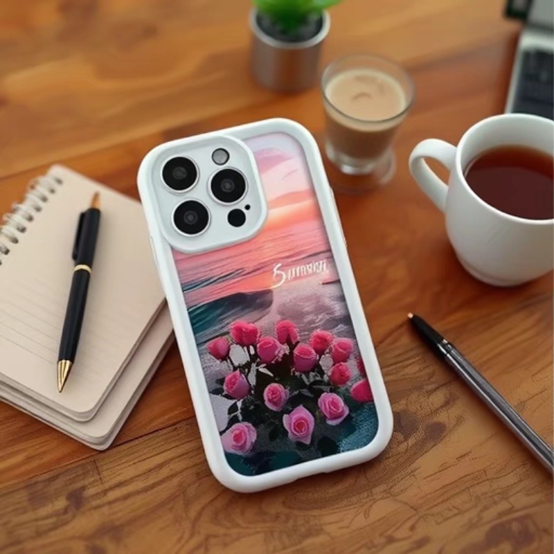 Funda para Teléfono Sunset Rose Compatible con Apple 17 Promax, Estilo Japonés y Coreano, iPhone 16/15/14, Estilo Europeo y Americano 13