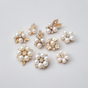 handmade headdress hair accessories hairpin diy material alloy accessories rhinestone pearl flower buckle set