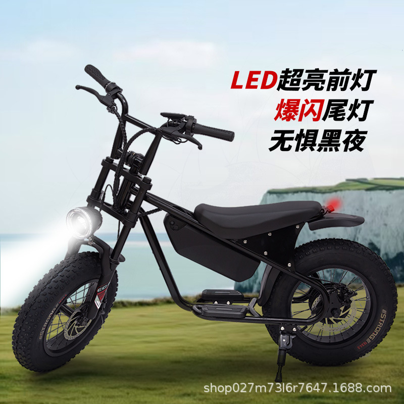 Cross-Border Fat-Tire Electric Mountain Bike Retro Mini Off-Road Electric Vehicle 2025 New Trendy Cool Multi-Functional with Shock Absorption