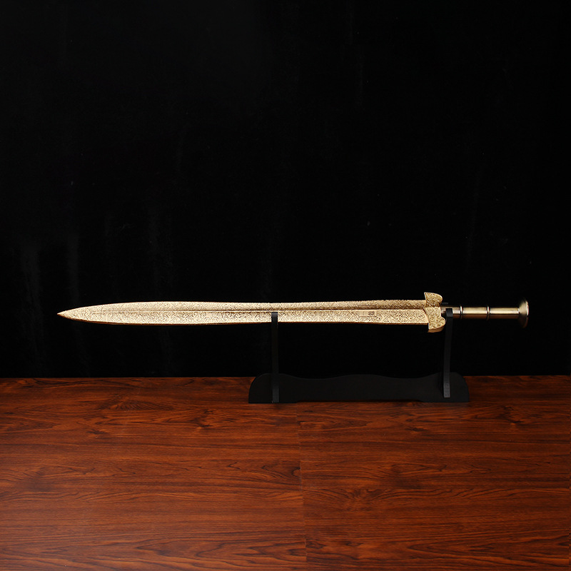 黄铜越王勾践宝剑办公室客厅轻奢风桌面铜器金属装饰品摆件工艺品