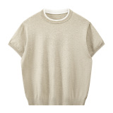 ZY8116-B简约高级感上衣宽松休闲T恤美式假两件短袖针织衫，男装针织衫/毛衣，星座614