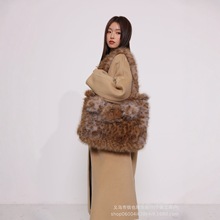 2025秋冬欧美风豹纹毛绒渔夫帽冬季加厚保暖大容量斜跨单肩托特包