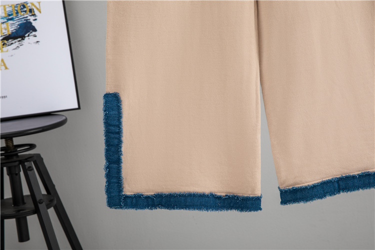 Elegant Stripe Knit Top With Wide-Leg Split-Hem Pants Set, Casual Chic Two-Piece Outfit For Women Versatile & Polished Design_ecoleips.com