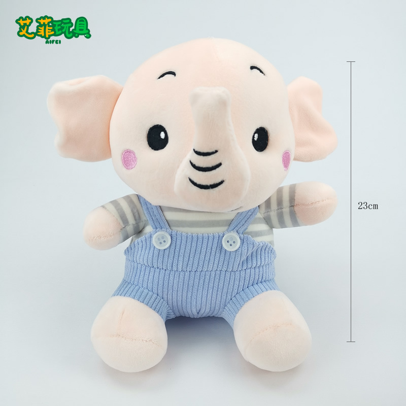 Muñeco de Peluche de Elefante con Overol de Ocho Pulgadas de Felpa Corta