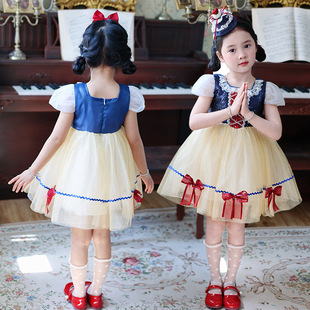 Girls Lolita Summer Dress New Snow White dress Children's Birthday Dress Lolita Mesh Performance Dress