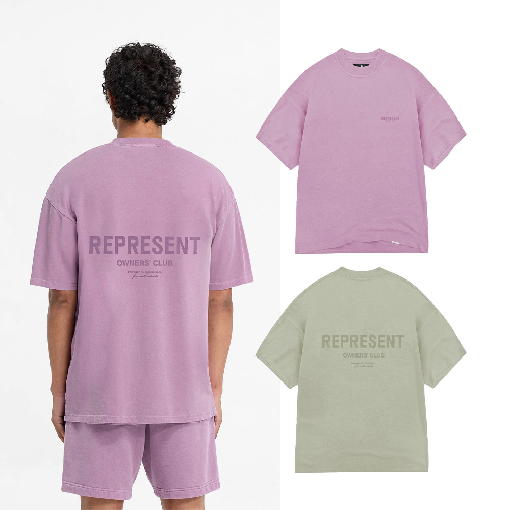 Versión alta REPRESENT Lema minimalista Logo de letra Logo Beauty Trendy High Street Summer Pareja Camiseta de manga corta