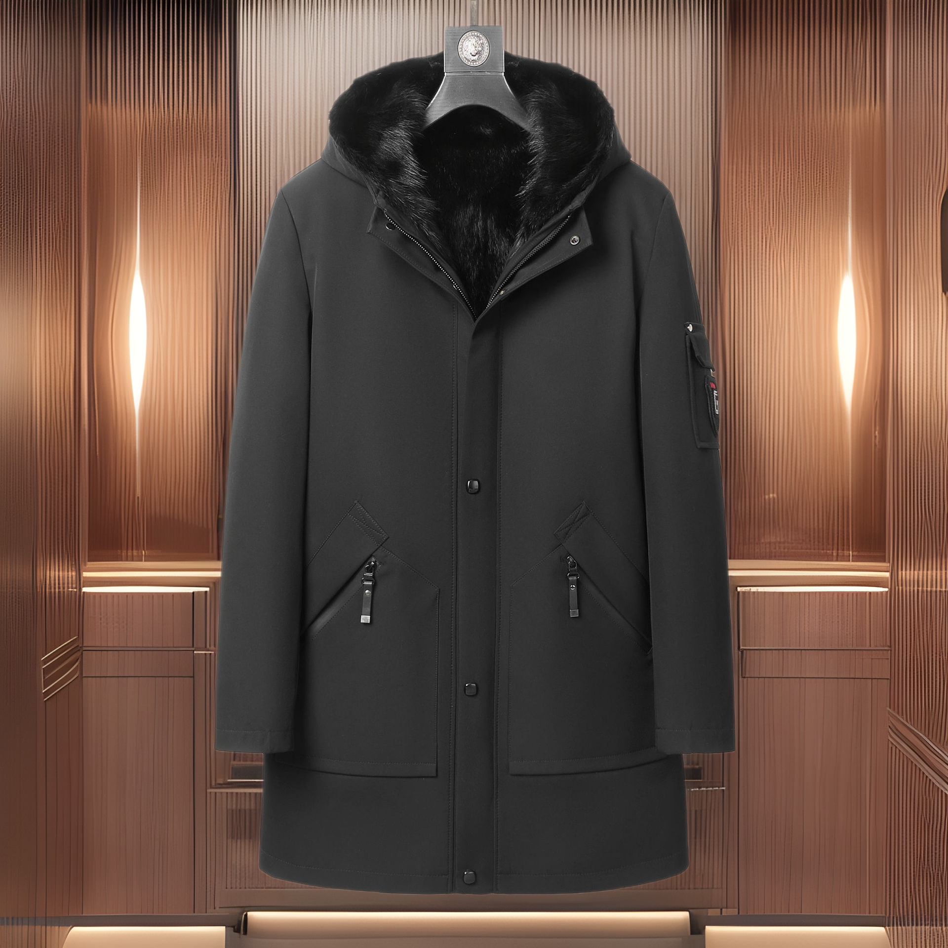 1905-2 Men's Winter Wear Haining Fur Mink Whole Mink Liner High-end Fashion Business Leisure