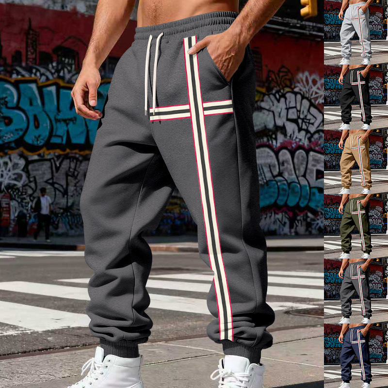 Cross-Border Winter Outdoor Men's Heavyweight Fleece American-Style Loose Simple Retro Trendy Casual Sports Jogging Sweatpants Cross-Border Winter Outdoor Men's Heavyweight Fleece American-Style Loose Simple Retro Trendy Casual Sports Jogging Sweatpants