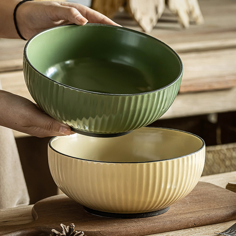 Simple estilo retro de cerámica alivio Gran Tazón creativo personalizado sopa de fideos tazón de arroz cocina mesa de comedor casa buena materia