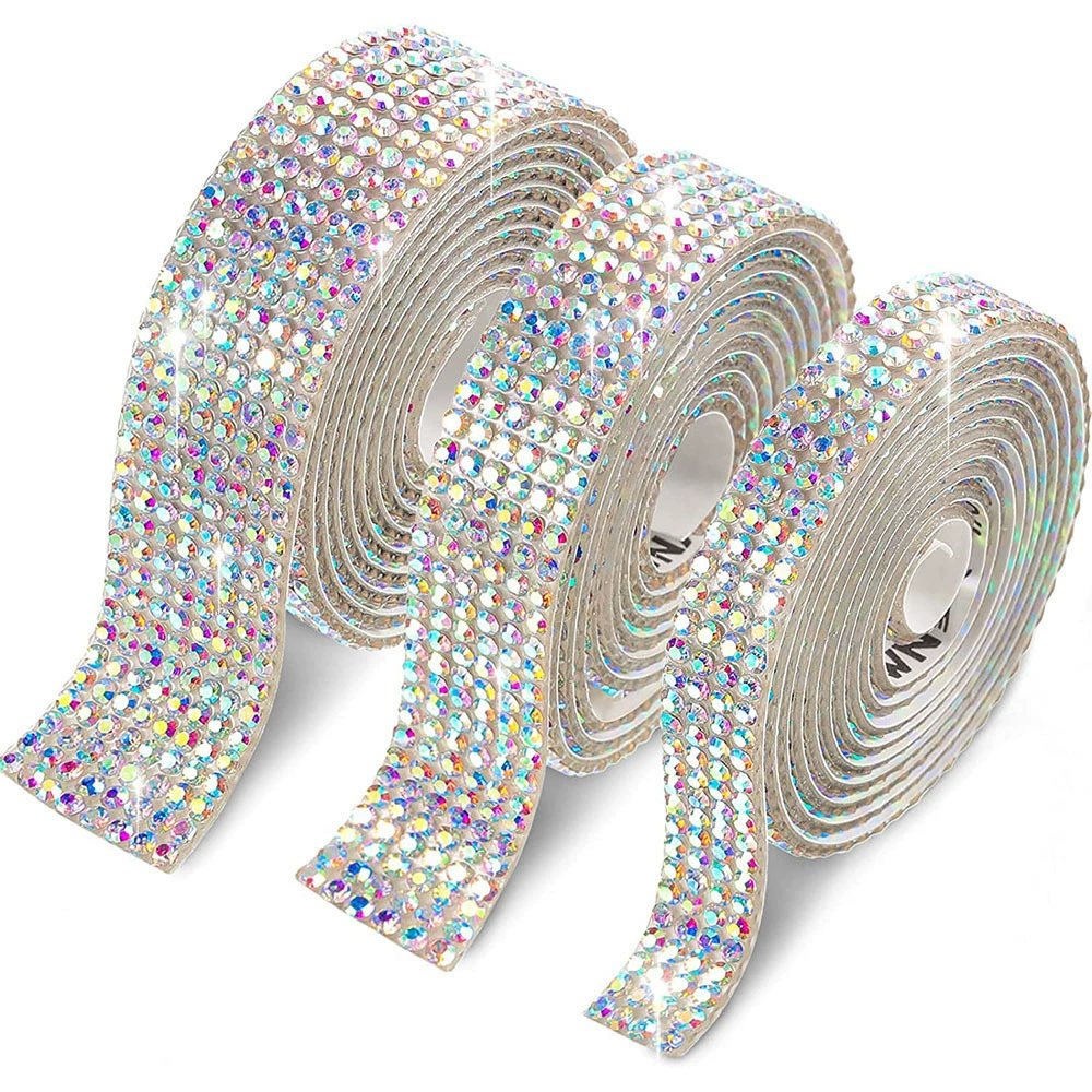 Self-Adhesive Rhinestone Strip, Custom DIY Diamond Sticker, 2–15 rows, Multiple Colors