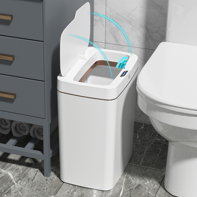 Bote de Basura Inteligente con Sensor 18L de Plástico para Dormitorio y Hogar
