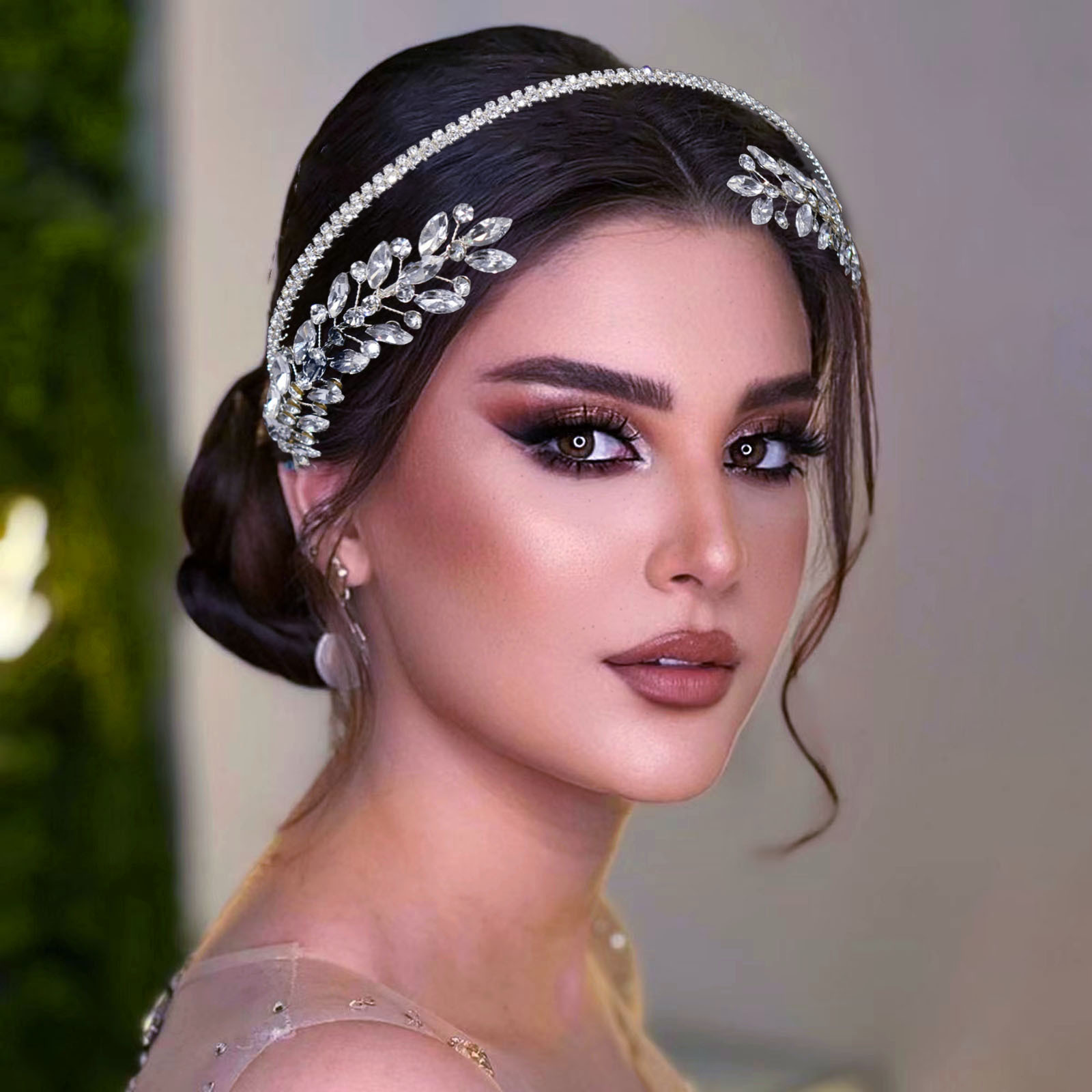 150g Weight Hair Band, Party Headpieces Hair Accessories Type 1 Piece Quantity Holiday, Wedding, Banquet Occasion Rhinestone Material Leaf Pattern Women's Gender Handmade Design Original Design Style Women's Original Design Leaf Rhinestone Handmade Hair Band Party Headpieces 2