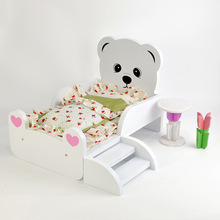 北极熊白色娃娃床 玩具床 BJD娃娃床 宠物床 四季通用木制小床