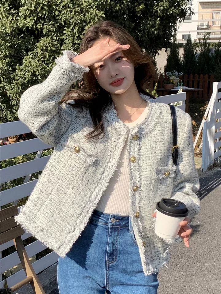 Осенняя тонкая дизайнерская куртка, французский стиль, стиль Chanel, для подростков, тренд сезона