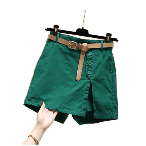 Women's Cotton Shorts 2025 Spring Collection Korean Style Fashion Casual Slimming Button and Elastic Waist Workwear Pants