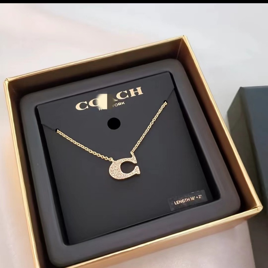 COA Kou 가족 편지 C 펜던트 빛 고급 패션 다이아몬드 목걸이 여성 로즈 골드 쇄골 체인 발렌타인 데이 선물