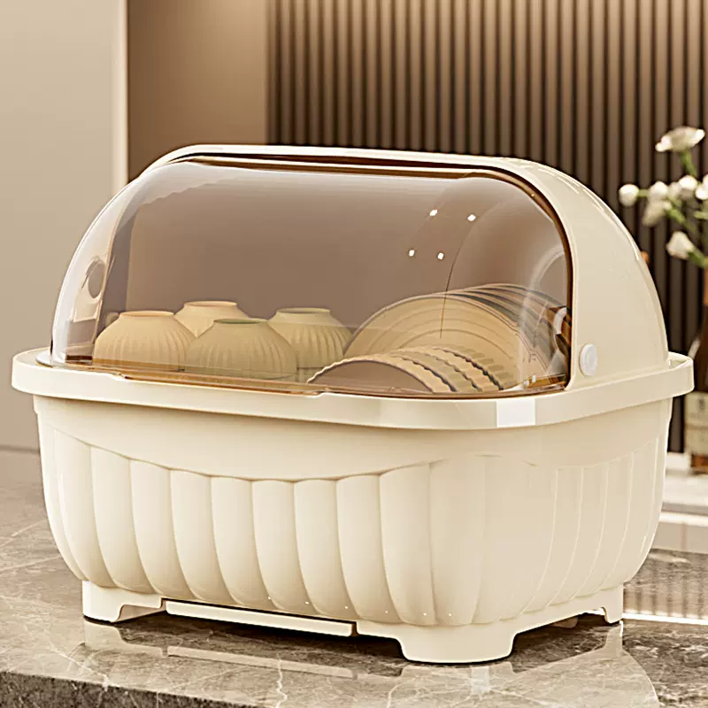 置地式沥水盘碗柜带盖防尘餐具收纳盒碗筷收纳盒厨房碗碟盘收纳架