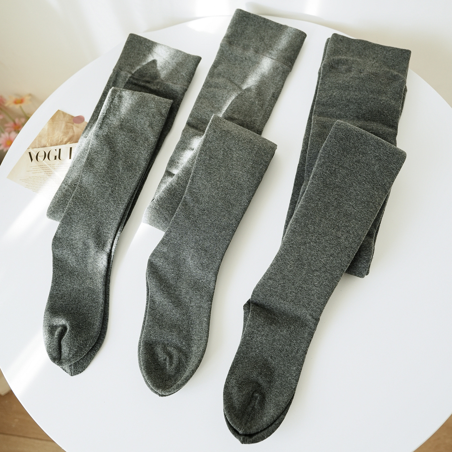 Right-Angle Heel Strap Foot-Type Pantyhose for Women, Spring & Fall Medium-Thick Bottoming Socks with Velvet Gray, Slight Pressure, No Feet, Slimming Look Black