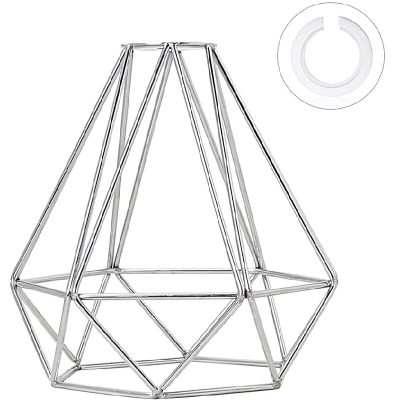Cross-border hot selling creative retro iron wire crafts welding double wire Diamond chandelier accessories geometric metal lampshade