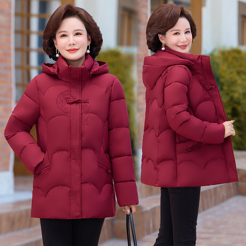 高档中老年羽绒服女冬妈妈加厚大码60岁70老人奶奶老太太鸭绒外套