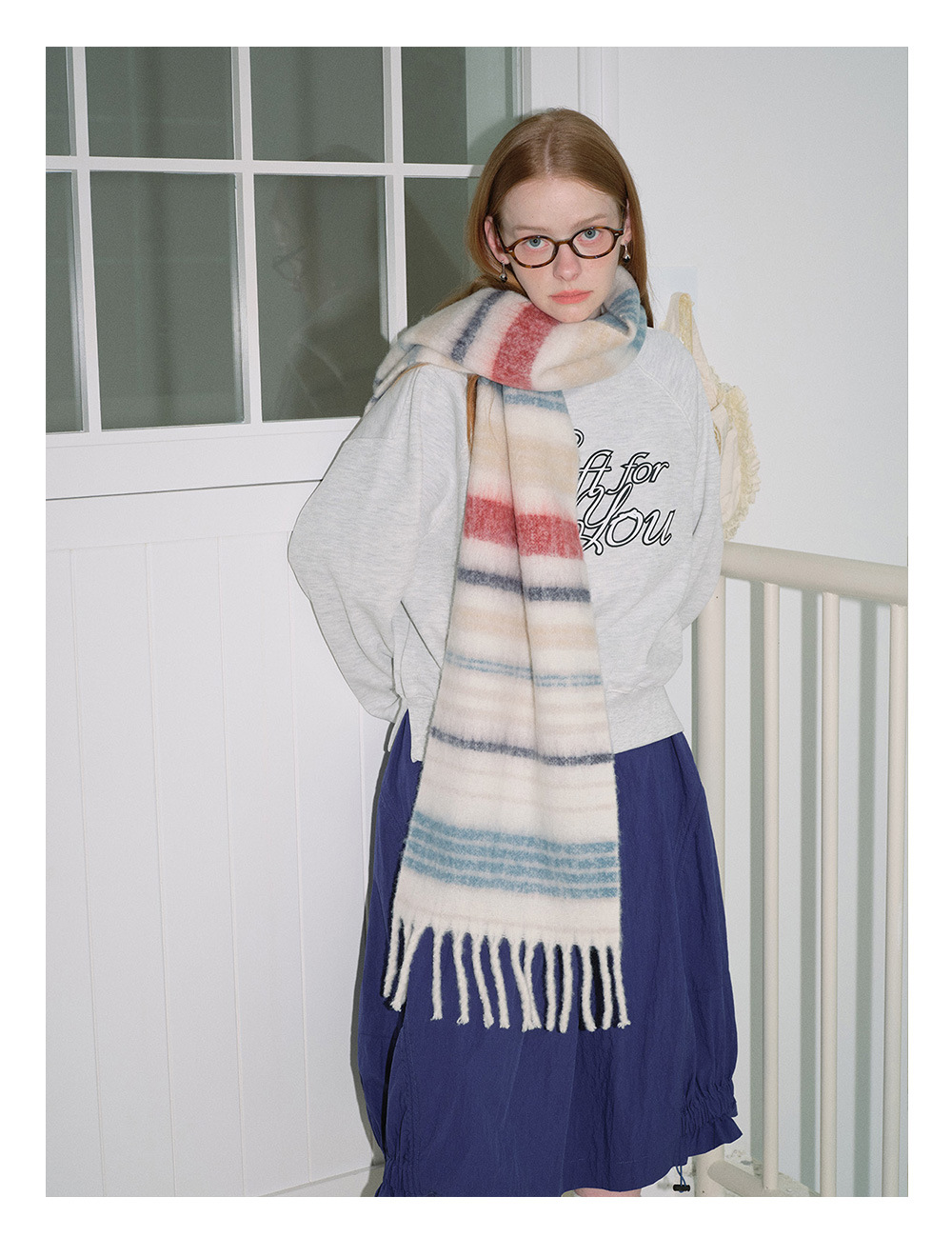 Der 2023 neue Saturn-Streifen aus Wollmischung des britischen Designers für den warmen Herbst- und Winterschal für Damen_voghion.com