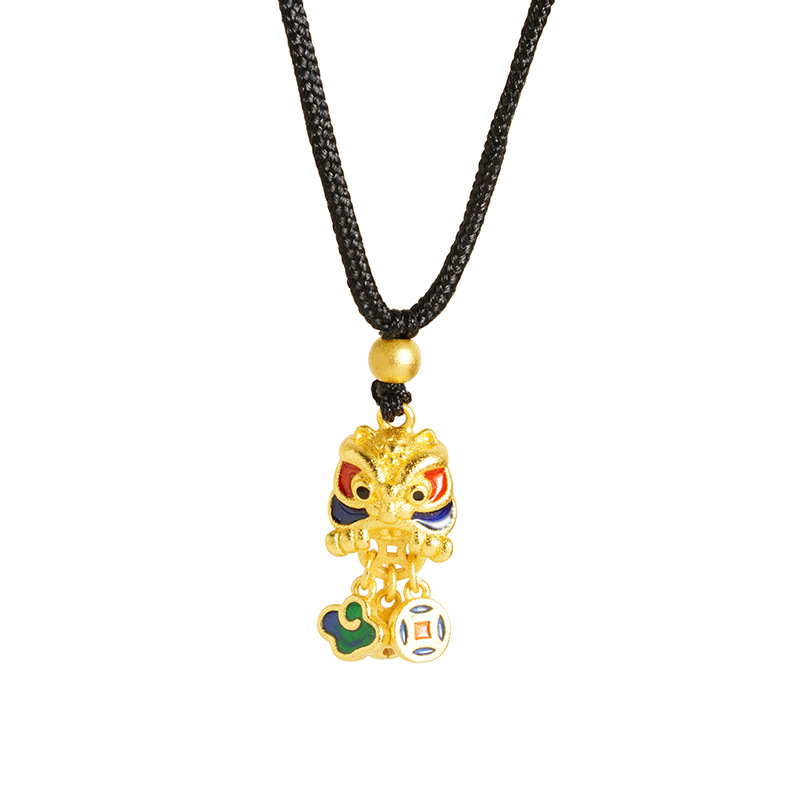 Gufa Sha oro goteo de aceite Rui animal collar Xiangyun campana de bronce moneda de China elementos de viento colgante cordón accesorios fabricantes image 6
