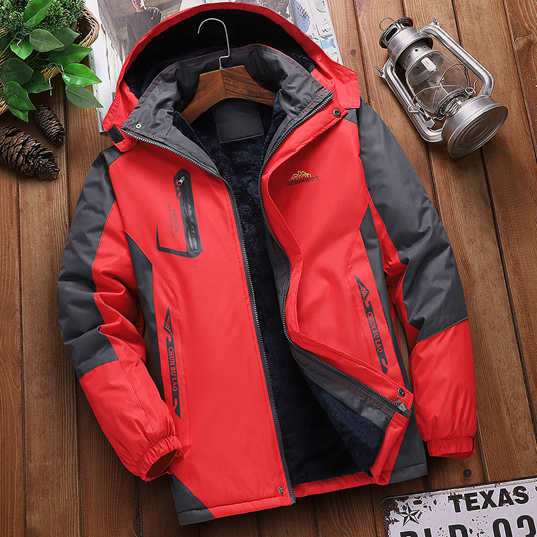 2023 Winter windproof waterproof jacket cotton-padded jacket men's fleece-lined thickened work clothes cotton-padded jacket cold-proof cotton-padded jacket