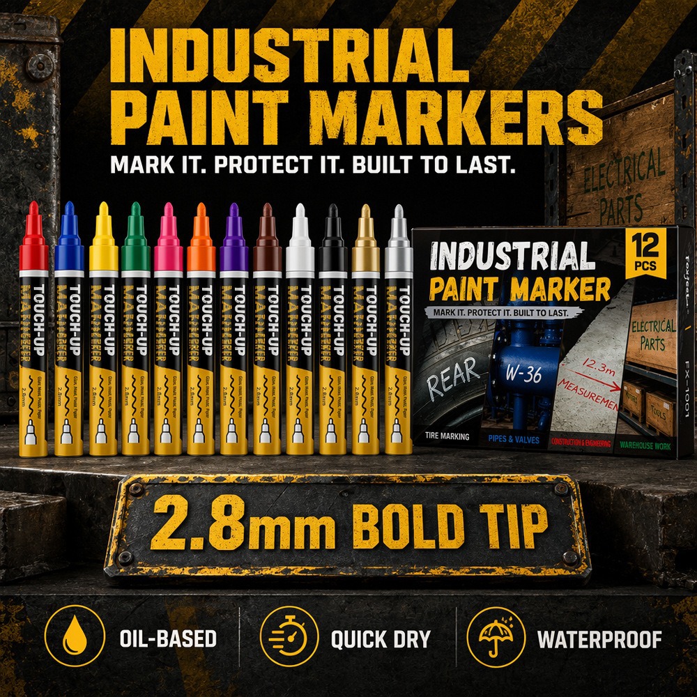 12-color paint pen industrial marker pen for metal and steel, waterproof, quick-drying, abrasion-resistant graffiti paint pen