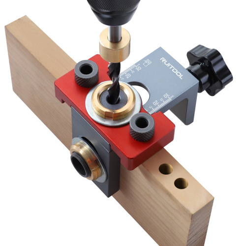 Three-in-one straight hole punching locator, round wood tenon connector, hole opener, panel furniture, multifunctional punching tool