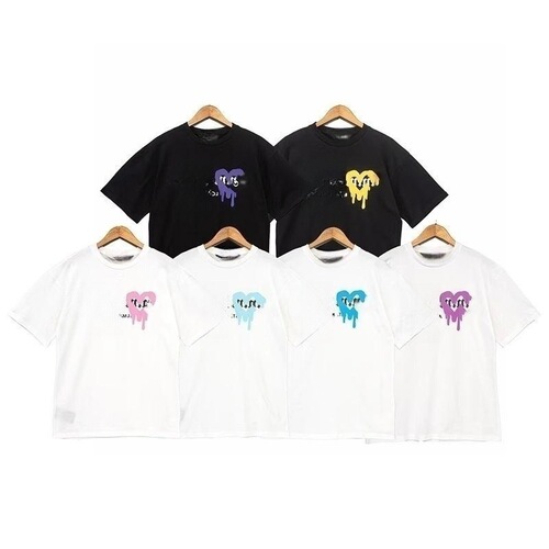 Cherry Pop Palm Angel Inkjet Letter Print Crew Neck T-Shirt for Men and Women