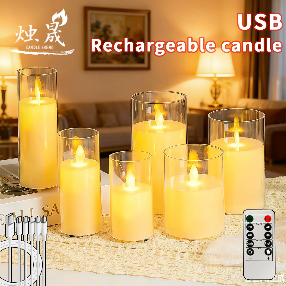 Акрил зарядка светодиодные электронные свечи для бездымных свечей Свадебные светильники для праздничных вечеринок