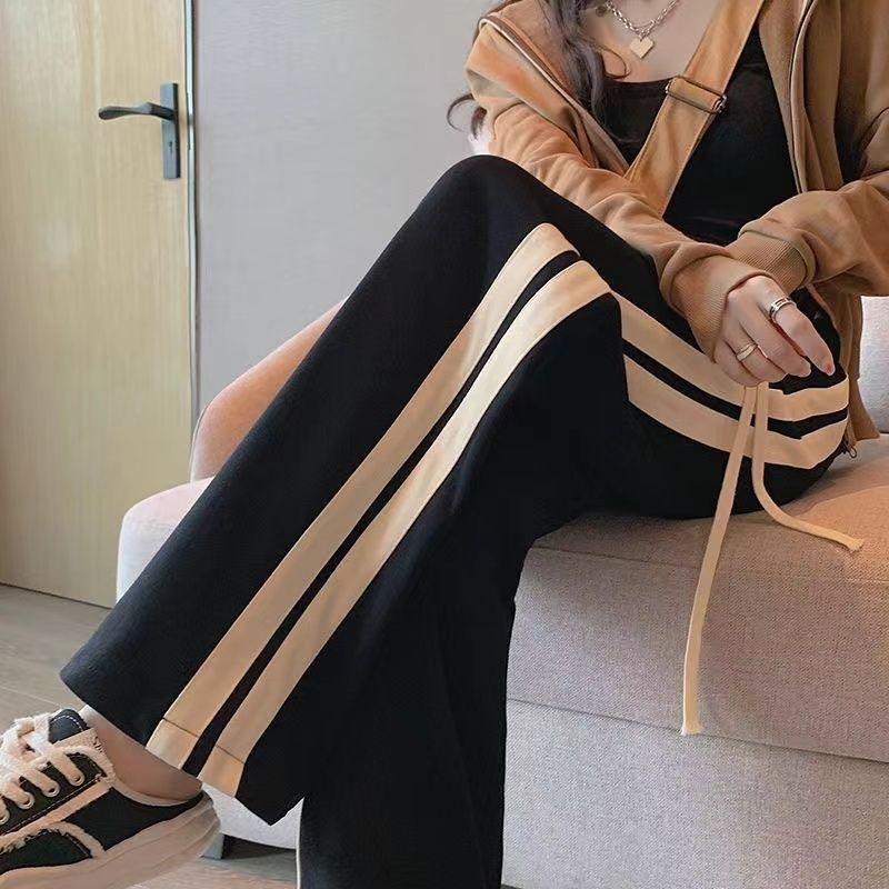 美式运动裤子女25春夏秋款小个子百搭宽松高腰显瘦阔腿长裤