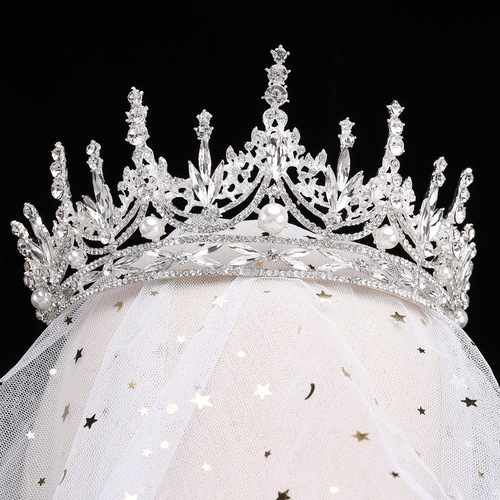 Bridal crown dress tiara accessories temperament Korean style simple and elegant zircon rhinestone photo studio shooting tiara for women