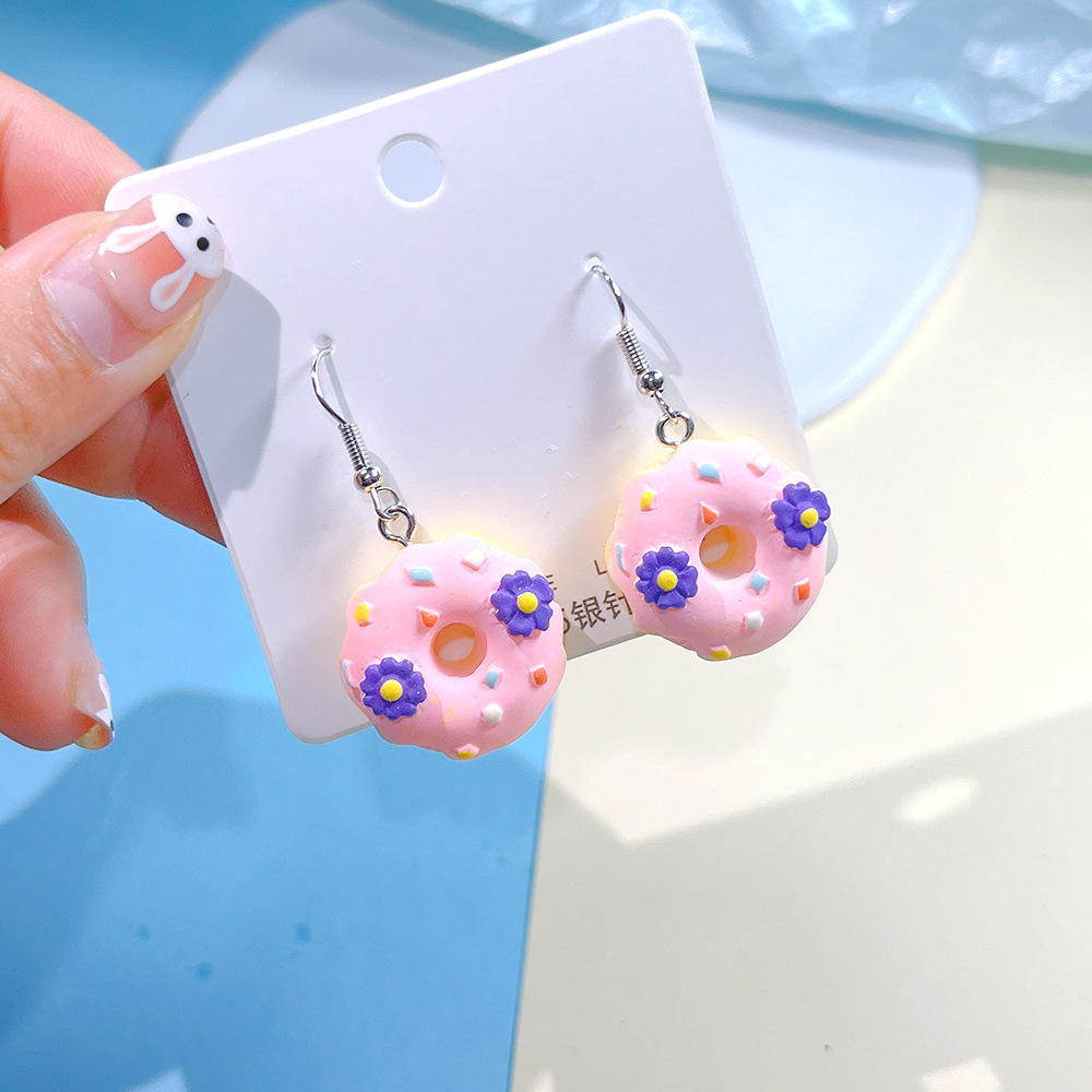 1 Pair Sweet Donuts Resin Drop Earrings display picture 10