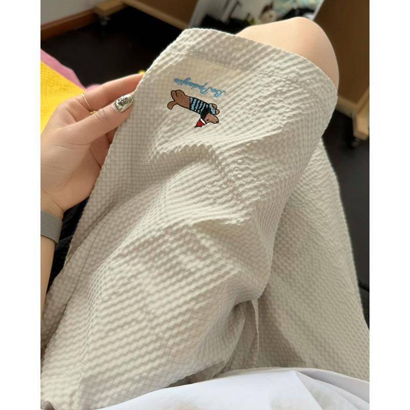 2025 American Quick-drying Shorts Men's Summer Trendy Brand Bubble Sauce Beach Pants Casual Pants Loose plus size Pants