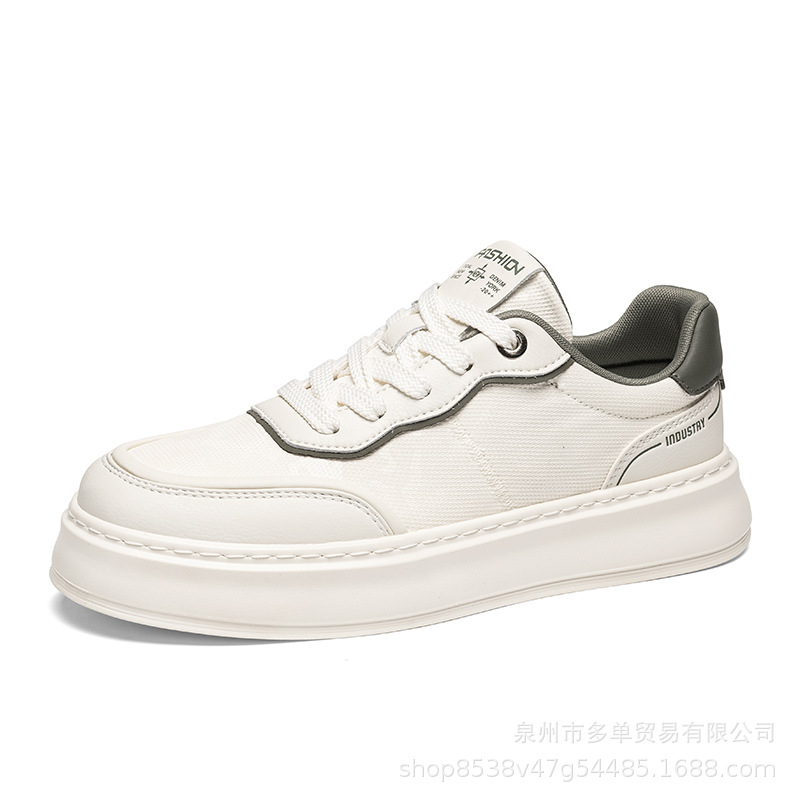Europa lujoso ligero, zapatos de cuero de suela gruesa, zapatos blancos para hombres al aire libre, zapatos de skate casuales de moda universal