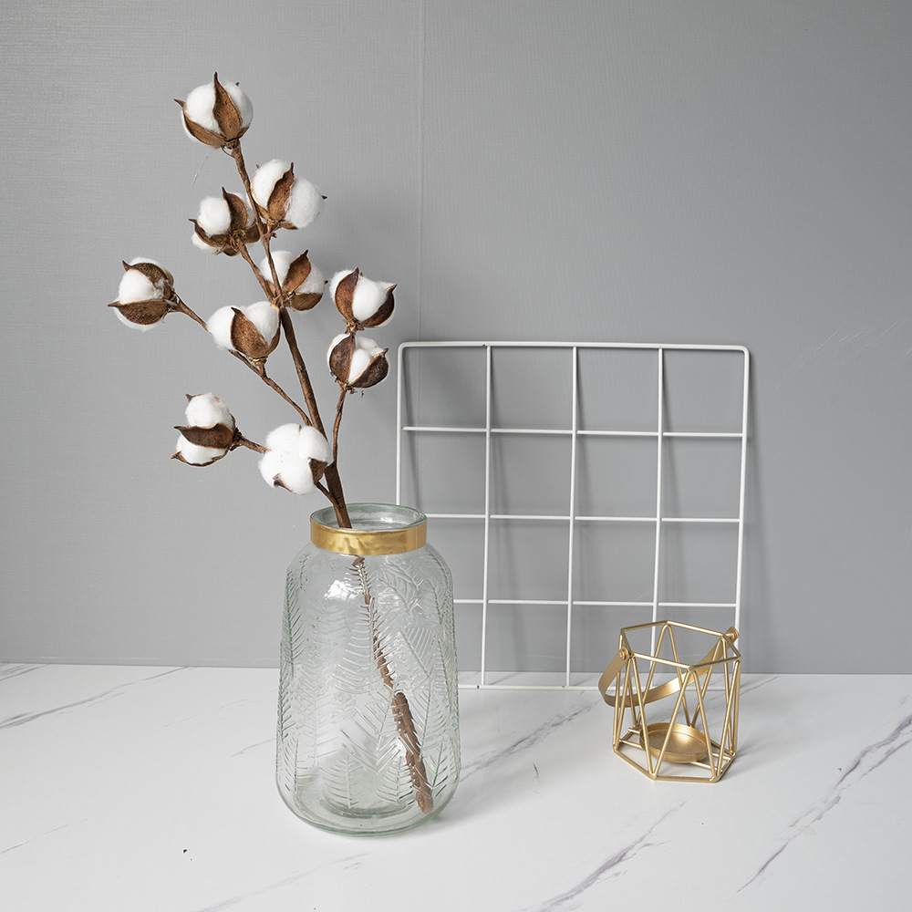 Décoration de mariage - Lot de 10 fleurs artificielles en coton, naturelles et séchées, avec longues branches - Achat transfrontalier_voghion.com