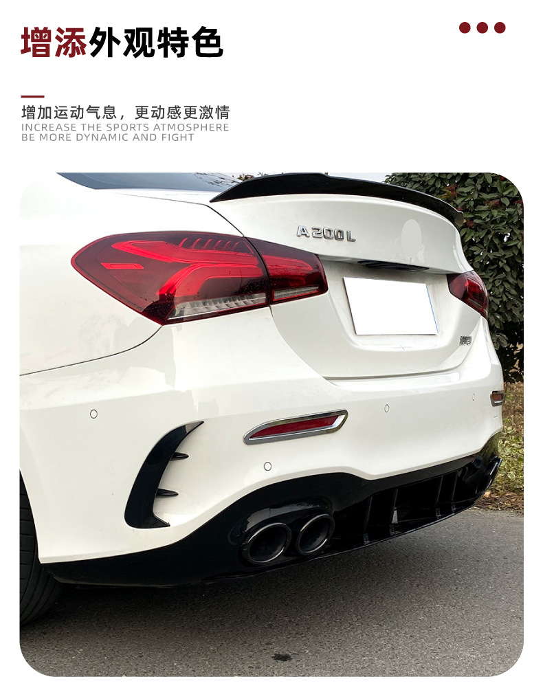 Suitable for Mercedes-Benz a W177 A35 A45 2019+ Hatchback/Sedan Version Rear Lip Tail Lip Tail Throat Kit Modification